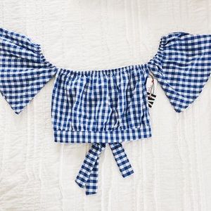 gingham blue blouse